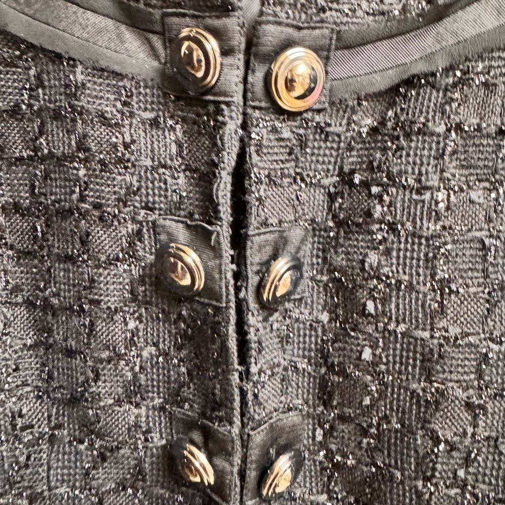 White House Black Market Black Metallic Tweed Jacket Blazer Women’s 10 - Picture 3 of 6